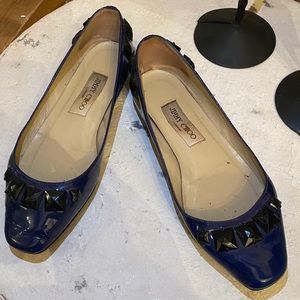 Jimmy Choo Blue Patent Leather Flats